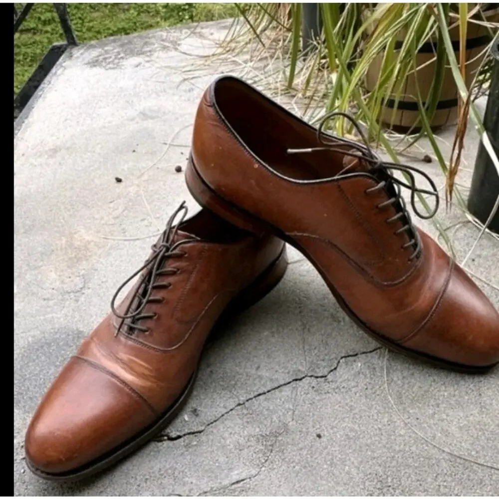 Johnston & Murphy Mens Size 11.5 M Novick Brown Cap Toe Leather Lace Up Shoes